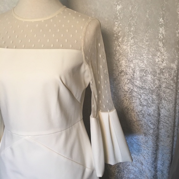 Eliza J midi Dress cream with lace lace size 8 - Picture 6 of 16